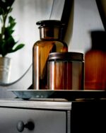 The vials on the blending shelf