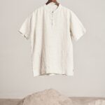 Overshirt in ivory Egyptian linen