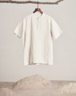 Overshirt in ivory Egyptian linen