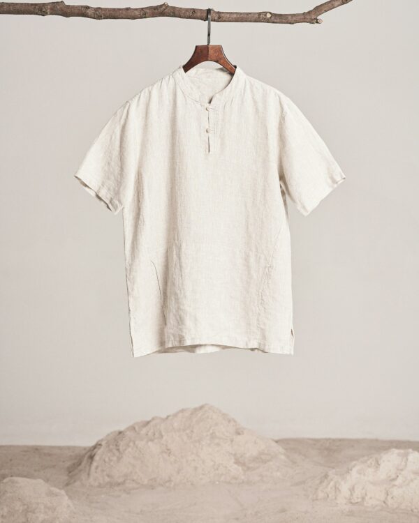 Overshirt in ivory Egyptian linen