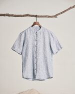 The overshirt seen from the front, unbuttoned