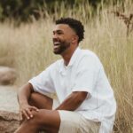 An open linen shirt worn outdoors in afternoon light